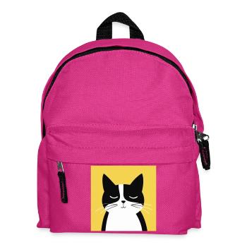 Minimalistische schwarz-weiße Katze - Kinder Rucksack - Fuchsia - Vorne