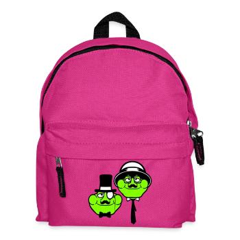 2 Frösche Sir Herren reich Monokel Brille Zylinder - Kinder Rucksack - Fuchsia - Vorne