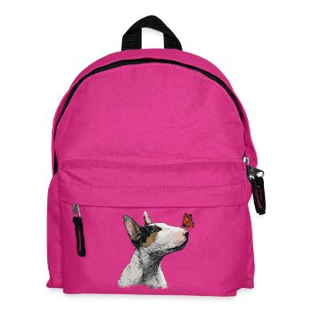 Curieux Bull Terrier avec papillon - Sac à dos Enfant - fuchsia - Devant