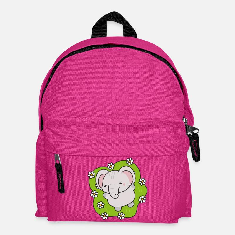 Cute Elephant with Flowers - Kids' Backpack - fuchsia