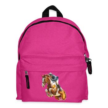 Galloping rider in leap - Kids' Backpack - fuchsia - Front
