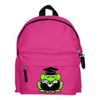 frog graduation high school diploma passed college cute - Kids' Backpack - fuchsia - Front