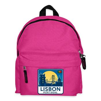 Skyline von Lissabon bei Sonnenuntergang - Kinder Rucksack - Fuchsia - Vorne