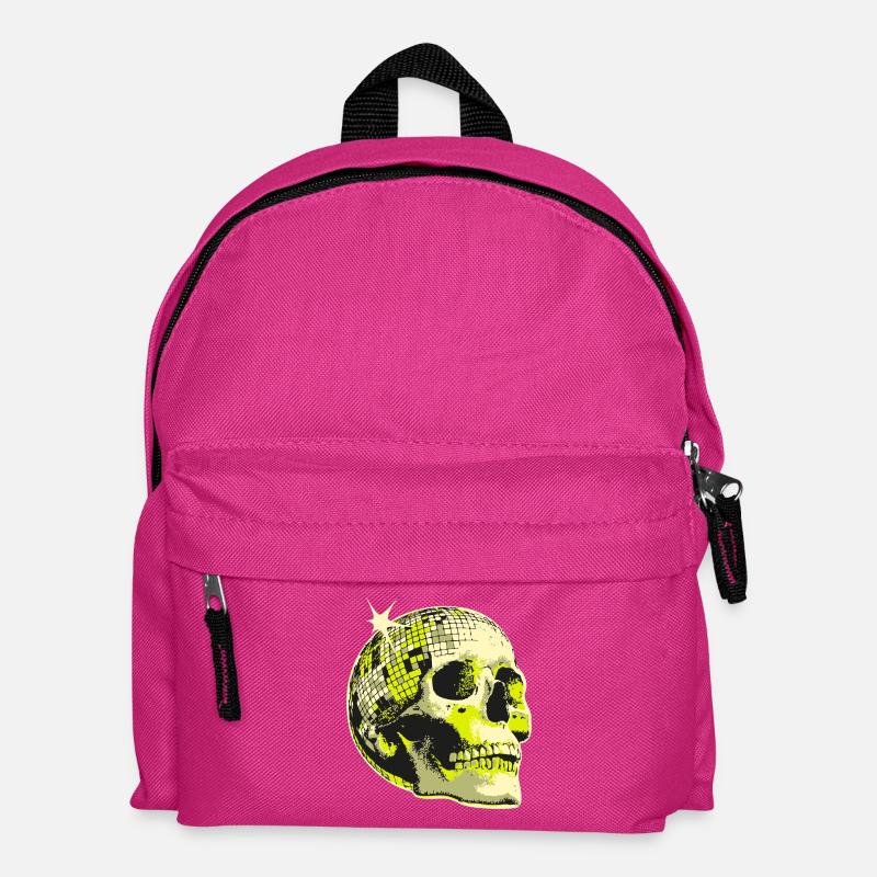 Neon Skull Disco Ball - Kids' Backpack - fuchsia