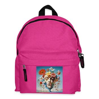 Floral Mask Portrait Surreal - Kids' Backpack - fuchsia - Front