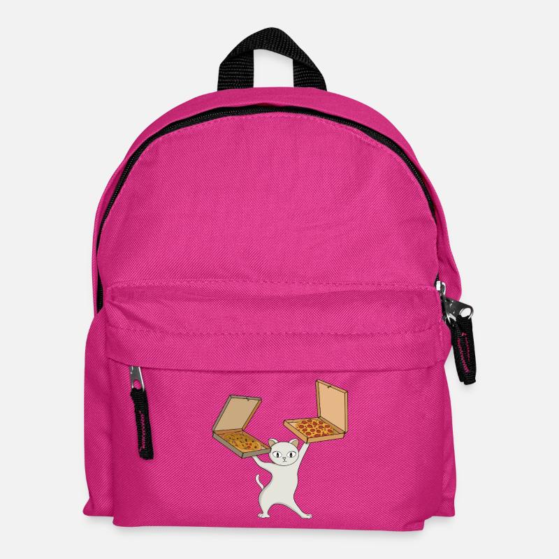 Pizza Paws Cat Juggling Pies - Kids' Backpack - fuchsia