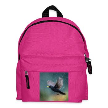 Blackbird in the rain Black thrush in the spring rain - Kids' Backpack - fuchsia - Front