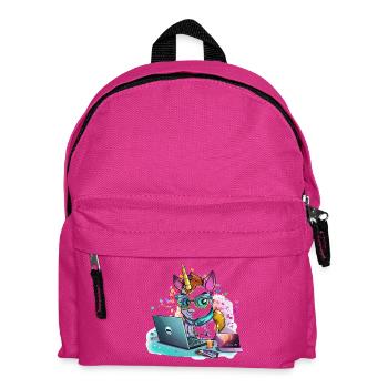 Laptop Unicorn with Glasses and Glitter - Kids' Backpack - fuchsia - Front