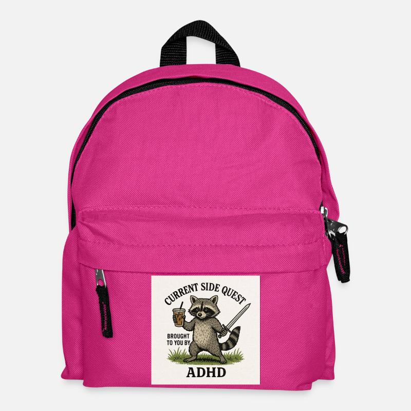 Raccoon Side Quest ADHD - Kids' Backpack - fuchsia