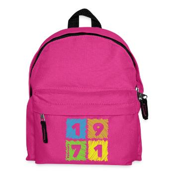 55th Birthday Colored Patches since 02/1971 - Kids' Backpack - fuchsia - Front
