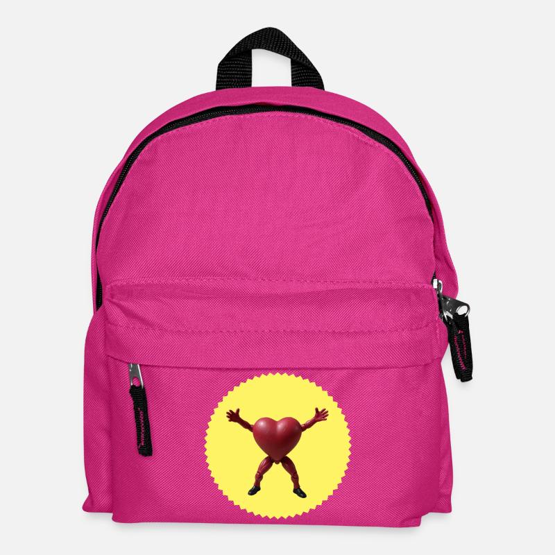 Hugging Heart Action Figure (Jagged Badge) - Kids' Backpack - fuchsia