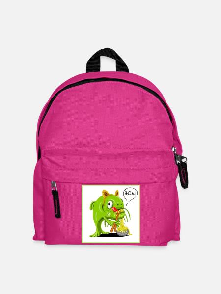 Katzenfisch als Katze verkleidet schlürft Nudeln - Kinder Rucksack - Fuchsia