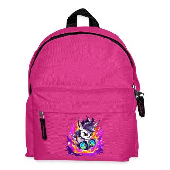 Neon DJ Häschen mit Flammenfarben - Kinder Rucksack - Fuchsia - Vorne