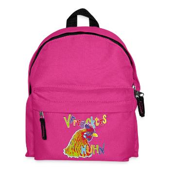 Hühner Fans -  Hahn - Gockel - Blumenhuhn - Bio - Kinder Rucksack - Fuchsia - Vorne