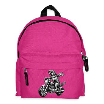 Biker Ara | Parrot on Motorcycle - Kids' Backpack - fuchsia - Front