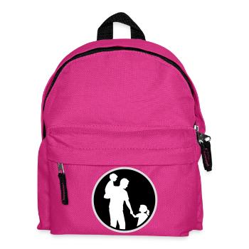 Vater Kind Silhouette Spazieren Familie Papa Liebe - Kinder Rucksack - Fuchsia - Vorne