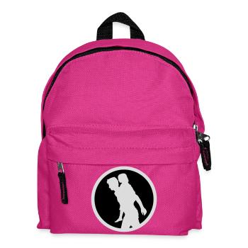 Vater Kind Silhouette Spazieren Familie Papa Liebe - Kinder Rucksack - Fuchsia - Vorne