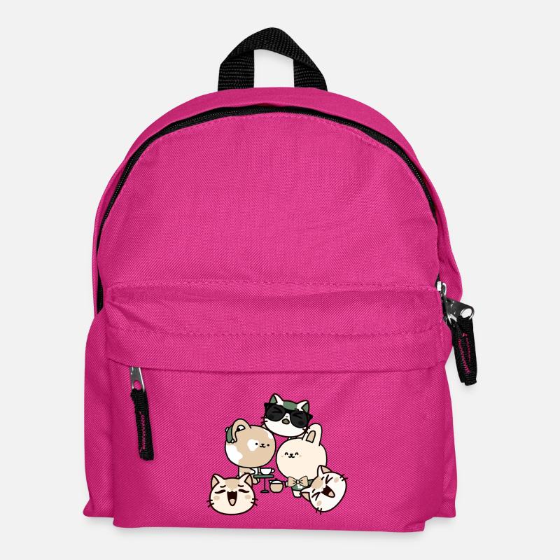 Kawaii Coffee Break: Cat with Hearing Aid - Kids' Backpack - fuchsia