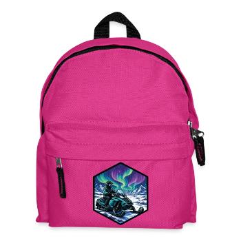 Snowmobiling under the Northern Lights in the mountains - Kids' Backpack - fuchsia - Front