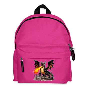 Black dragon standing on the skeletons of daredevils - Kids' Backpack - fuchsia - Front