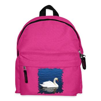 White swan on blue water - Kids' Backpack - fuchsia - Front