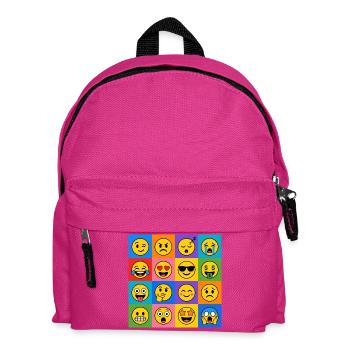 Smilies Grid – 16 bunte Cartoon Gesichter  - Kinder Rucksack - Fuchsia - Vorne