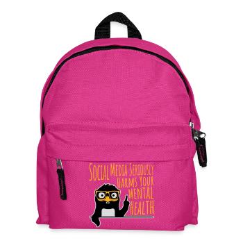 Social Media Seriously Harms Mental Health Pinguin - Kinder Rucksack - Fuchsia - Vorne