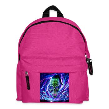 Neon Psychedelischer Goa Alien mit Pilzlandschaft - Kinder Rucksack - Fuchsia - Vorne
