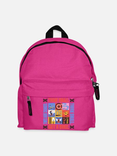Fahrrad T-Shirt „Get a Bike“ – BuntesRetro Design  - Kinder Rucksack - Fuchsia