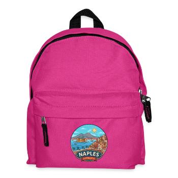 Neapel, Italien, Vesuv-Bucht Reiseabzeichen - Kinder Rucksack - Fuchsia - Vorne