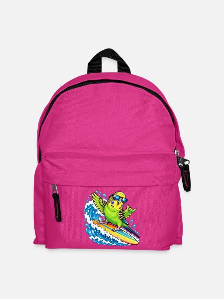 Vogel auf der Welle surfen mit Sonnenbrille - Kinder Rucksack - Fuchsia