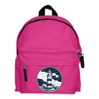 Leuchtturm Kreisbadge mit Wellen - Kinder Rucksack - Fuchsia - Vorne