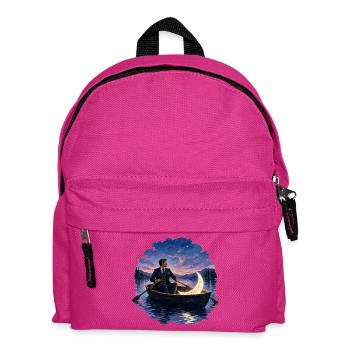 Mann Im Ruderboot Mond Romantisch Nacht Gemälde - Kinder Rucksack - Fuchsia - Vorne