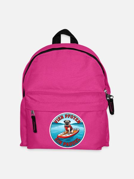 Stand-Up-Paddling Mops Dog-SUP Design - Kinder Rucksack - Fuchsia