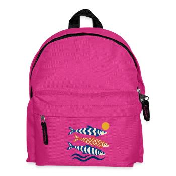 Koi Wellen im Sonnenkreis - Kinder Rucksack - Fuchsia - Vorne