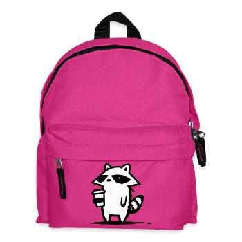 Raccoon Latte Schwarzweiß - Kinder Rucksack - Fuchsia - Vorne