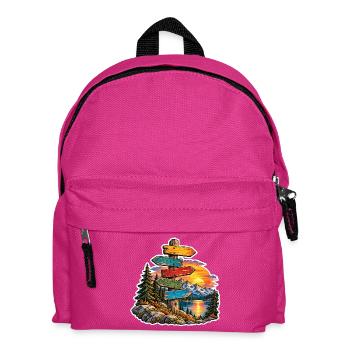 Wegweiser am Bergsee Sonnenuntergang - Kinder Rucksack - Fuchsia - Vorne