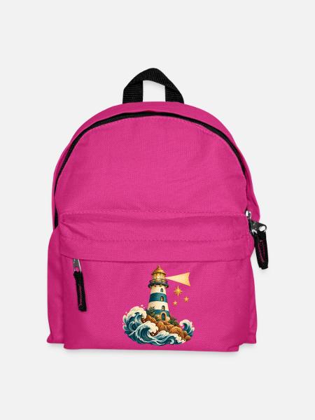 Aquarell Leuchtturm auf den Wellen - Kinder Rucksack - Fuchsia
