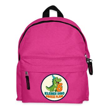6 Geburtstag – Kleiner Dino große Pläne - Kinder Rucksack - Fuchsia - Vorne