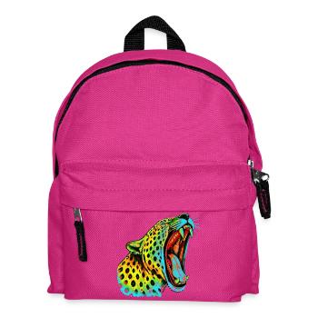 Brüllender Psychodelischer Neonleopard - Kinder Rucksack - Fuchsia - Vorne