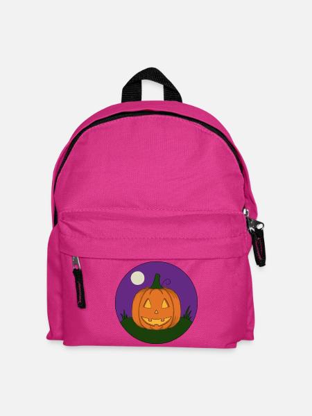 Grinsender Kürbis bei Vollmond - Kinder Rucksack - Fuchsia