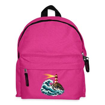Leuchtturm über einer schwingenden Welle - Kinder Rucksack - Fuchsia - Vorne