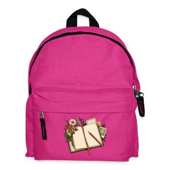 Journaling - Notizbuch mit Blumen und Bleistift - Kinder Rucksack - Fuchsia - Vorne