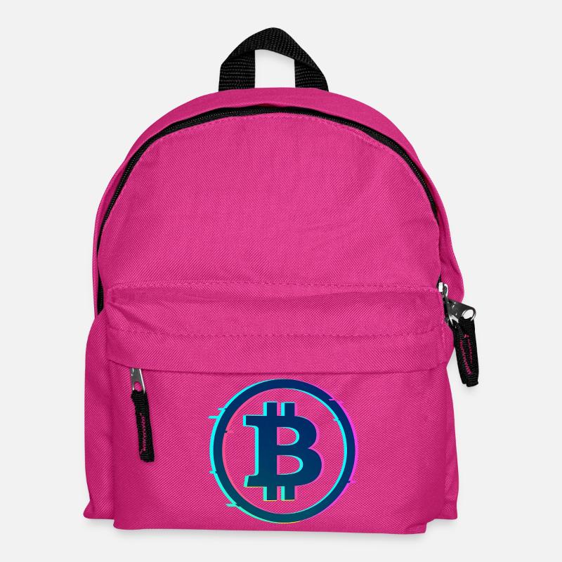 Neon Bitcoin Logo – Futuristic Crypto Glow Design - Kinder Rucksack - Fuchsia