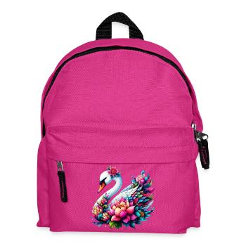 Schwan verziert mit Lotusblüten - Kinder Rucksack - Fuchsia - Vorne
