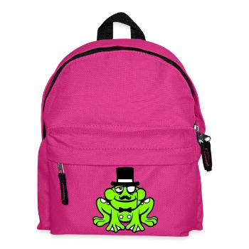 Mr Frosch Sir Herr reich Monokel Brille Zylinder - Kinder Rucksack - Fuchsia - Vorne