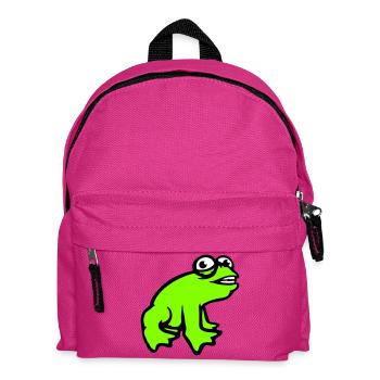 Frosch grinst cool lustig Comic verrückte Kröte - Kinder Rucksack - Fuchsia - Vorne