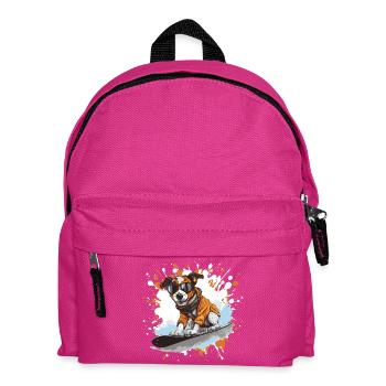 Jack Russel Terrier Hund Snowboard - Kinder Rucksack - Fuchsia - Vorne