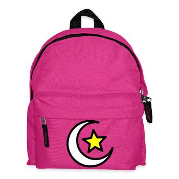 Crescent Moon & Star | Islamic Symbol Line Art - Kids' Backpack - fuchsia - Front