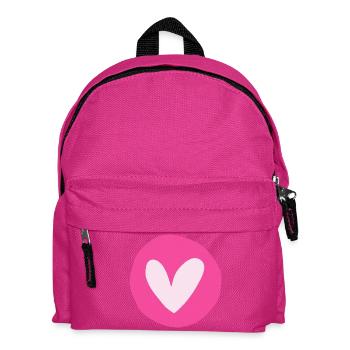 Rosa-Herz-Emblem auf kreisförmigem rosa Feld - Kinder Rucksack - Fuchsia - Vorne